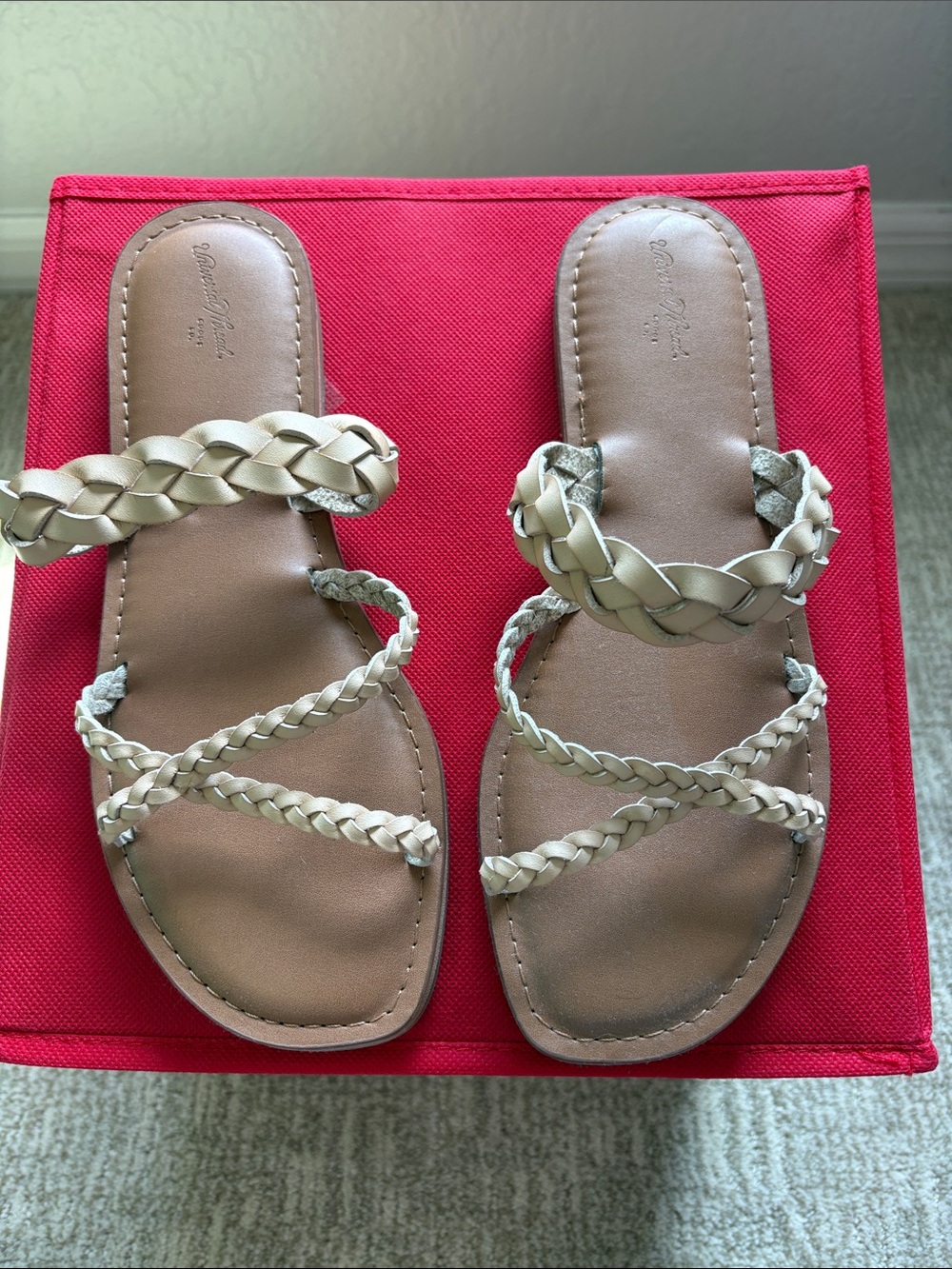 Universal Thread Braided Strappy Flat Sandals - Beige